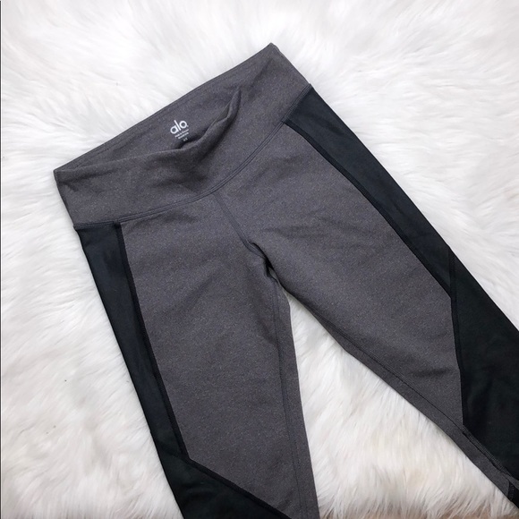 ALO Yoga Pants - ALO YOGA MID RISE CHARCOAL BLACK PANTS XS